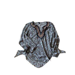 VTG Windsor Blue Paisley Fairy Whimsygoth Bell Sleeve‎ Size Small top Y2K Witchy